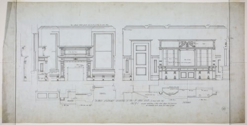 David Lewinsohn House, Chicago, Illinois, Dining Room Elevations and Details, 1898, Fritz Frederick