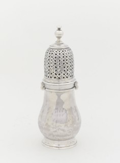 Caster, c. 1735, Andrew Tyler, American, c. 1692/93–1741, Boston, Boston, Silver, 16.2 × 5.7 × 5.7