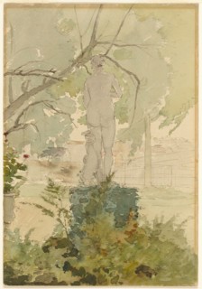 Garden View, c. 1880, Henri Stanislas Rouart, French, 1833-1912, France, Watercolor, over traces of