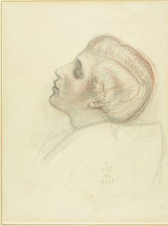 Study for the Head of the Rescuing Lover in Escape of the Heretic, 1857, Sir John Everett Millais,