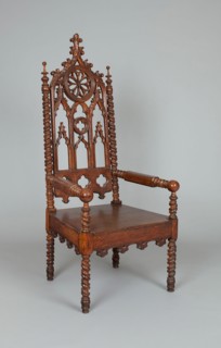 Armchair, 1840/60, American, 19th century, New York, New York, Oak, 157.5 × 66.7 × 56.2 cm (62 × 26