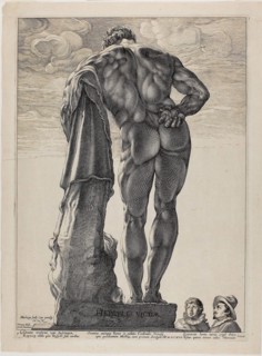 The Farnesian Hercules, plate one from Three Famous Antique Sculptures, c. 1592, Hendrick Goltzius