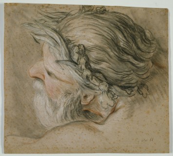 Head of a Sea God, 1730/1740, Charles-Joseph Natoire, French, 1700-1777, France, Pastel on