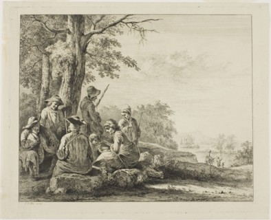 Family Scene in Landscape, 1803, Jean Jacques de Boissieu, French, 1736-1810, France, Etching on