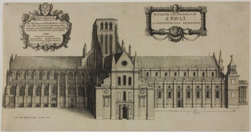 Old Saint Paul’s Cathedral from the North, 1656, Wenceslaus Hollar, Czech, 1607-1677, Bohemia,