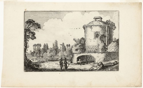 Landscape with a Round Tower, 1616, Jan van de Velde II, Dutch, c. 1593-1641, Holland, Etching on
