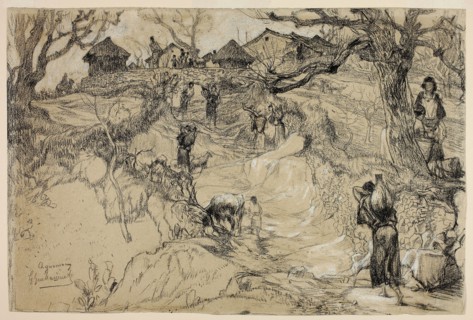 Aquemoun, Algeria, c. 1865, Gustave-Achille Guillaumet, French, 1840-1887, France, Charcoal