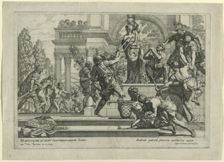 Martyrdom of Saint Martina, c. 1665, Antonio Gherardi, Italian, 1644-1702, Italy, Etching on cream