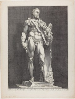 Hercules and Telephos, plate two from Three Famous Antique Sculptures, c. 1592, printed c. 1617,