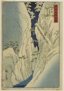Snow on the Kiso Gorge, Shinshu Province (Shinshu Kiso no yuki) from the series One Hundred Famous