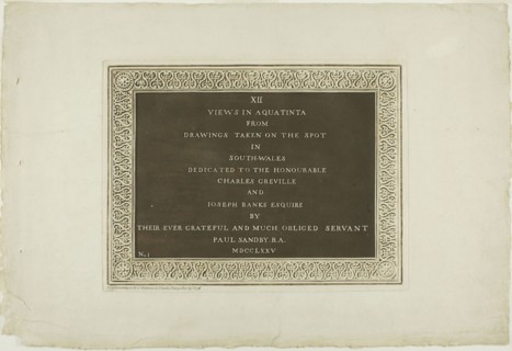 Title Page, from Twelve Views in Aquatinta from Drawings taken on the Spot in South Wales, 1775,