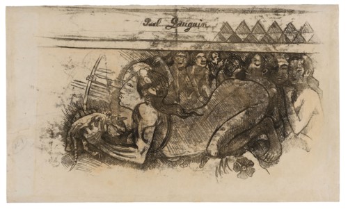 Woman with a Cat, c. 1900, Paul Gauguin, French, 1848-1903, France, Transfer drawing in