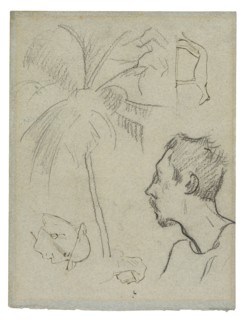 Sketches of Figures and Foliage (recto), Profile of Charles Laval with Palm Tree and Other Sketches