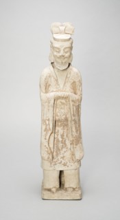 Standing Bearded Official, Tang dynasty (618–907) or later, China, Earthenware with traces of