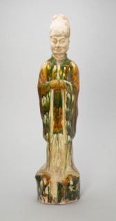 Standing Official, Style of Tang dynasty (619–907), China, Earthenware with three color (sancai)