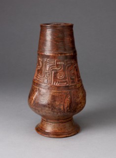 Footed Jar Incised with Pseudo-Gylphs, A.D. 250/600, Maya, Mexico or Guatemala, México, Ceramic and