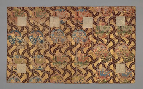Kesa, Late 19th century, Meiji period (1868–1912), Japan, Silk and gilt-paper strip, twill weave