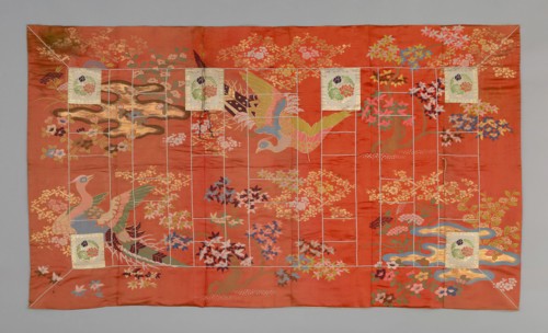 Kesa, Meiji period (1868–1912), late 19th century, Japan, Silk and gold-leaf-over-lacquered-paper