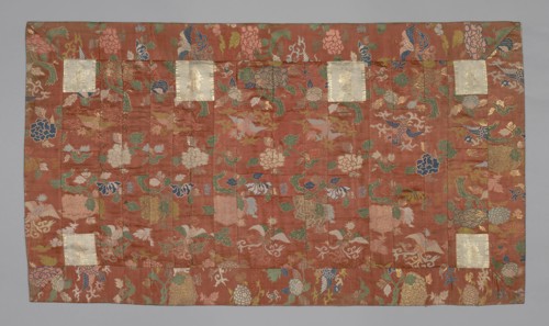 Kesa, Meiji period (1868–1912), late 19th century, Japan, Silk and gold-leaf-over-lacquered-paper