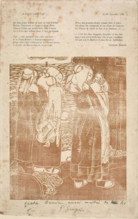 Three Breton Women with Infants, 1894, Armand Séguin (French, 1869-1904), inscribed by Paul Gauguin