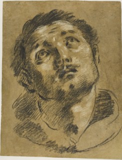 Head of Saint Stephen: Study for the Martyrdom of Saint Stephen, 1627/30, Jacopo Cavedone, Italian,