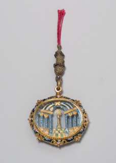 Pendant with the Eucharist, or Holy Sacrament, 1650/1700, Spanish, Spain, Gold, enamels, and glass,