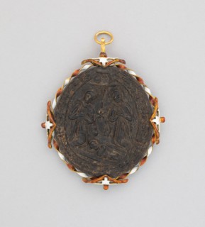 Two-Sided Pendant with Adoration and Baptism of Christ, 18th century (?), mount: 19th century,