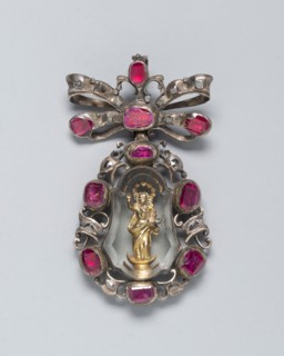 Pendant with the Virgin, or Faith, Triumphant, 1650/1700, Spanish, Spain, Silver, silver gilt,