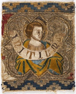 Fragment from an Orphrey, 1360s, Italy, Florence, Florence, Linen, plain weave, underlaid with