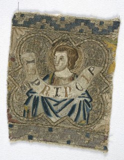 Fragment from an Orphrey, 1360s, Italy, Florence, Florence, Linen, plain weave, underlaid with