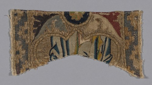 Fragment from an Orphrey, 1360s, Italy, Florence, Florence, Linen, plain weave, underlaid with