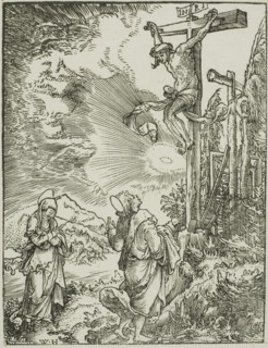 The Large Crucifixion, c. 1516, Wolfgang Huber, German, 1490-1553, Germany, Woodcut in black on