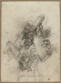 Putti Carrying the Cross (recto), Studies of a Hand (verso), 1672/75, Gian Lorenzo Bernini,