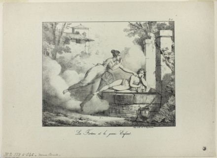 Fortune and the Young Child, 1818, Horace Vernet, French, 1789-1863, France, Lithograph in black on