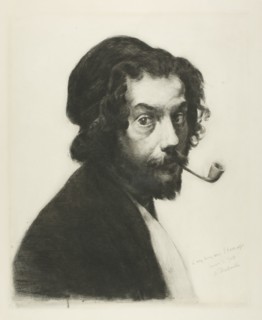 Man with a Pipe, 1879, Marcellin Gilbert Desboutin, French, 1823-1902, France, Drypoint on ivory