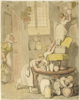 Stealing the Preserves, 1815/20, Thomas Rowlandson, English, 1756-1827, England, Pen and red and