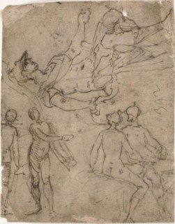 Sketches of Seated Warrior, Various Figures, 1585/95, Bernardo Castello, Italian, 1557-1629, Italy,