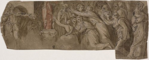 Story of Niobe: Priests and Worshippers before a Statue of Niobe, n.d., After Polidoro Caldara,