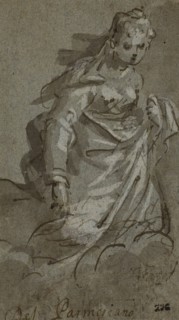 Kneeling Cloud-borne Female Figure (the Magdalene?) (recto), Figure Sketches (verso), n.d.,