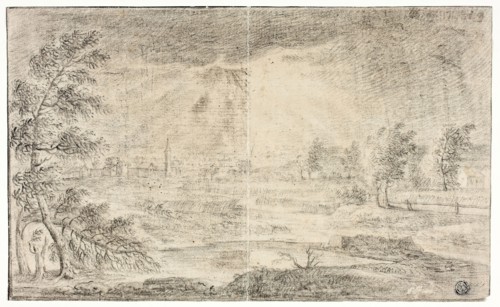 Landscape with Village, 1720, Unknown Artist, Netherlandish, 18th century, Netherlands, Black chalk