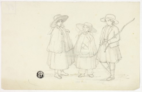 Three Little Girls, n.d., Elizabeth Murray, English, c. 1815-1882, England, Graphite on ivory laid