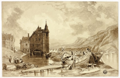 Fishing Boats Near Greves, n.d., Elizabeth Murray, English, c. 1815-1882, England, Brush and brown