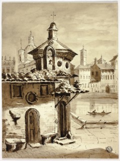 Venetian View, n.d., Elizabeth Murray, English, c. 1815-1882, England, Brush and brown ink and