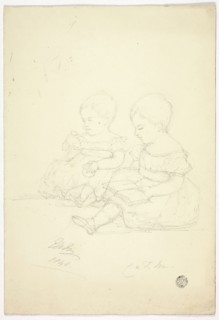 Two Seated Baby Girls (recto), a Still Life, and Two Animals (verso), 1840, Elizabeth Murray,