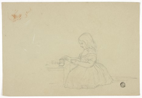 Young Girl Pouring Tea and Profile Sketch (recto), and Sketch of Italian City Street (verso), n.d.,