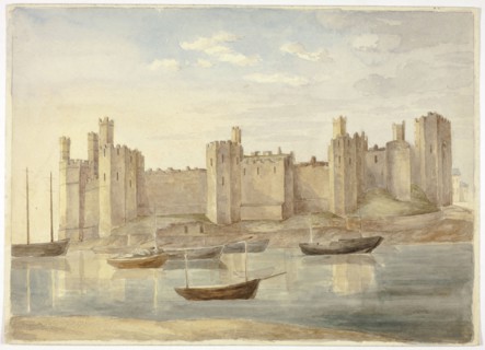 Caernarvon Castle, 1845, Elizabeth Murray, English, c. 1815-1882, England, Watercolor over graphite