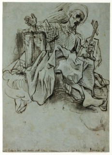 Saint with Book and Cross Seated on a Cloud, c. 1591, Ferraù Fenzoni, Italian, 1562-1645, Italy,