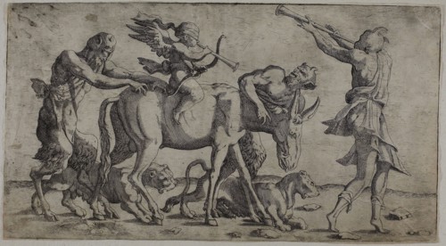 Cupid with Bandaged Eyes, 1540/45, Léon Davent (French, fl. 1540-1560), after Rosso Fiorentino