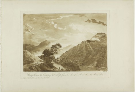 Llangollin in the County of Denbigh, from the Turnpike Road Above the River Dee, 1776, Paul Sandby,
