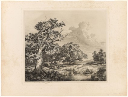 The Old Oak by the Pools at Bellecroix, 1843, Eugène Blery, French, 1805-1887, France, Etching on